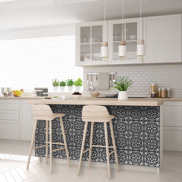 Homeroots 12" Transform Your Space With Tulipa Gray And White Peel And Stick Removable Tile Stickers Now! 12" X 12" Vinyl 555892