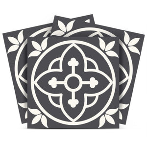 Homeroots 12" Transform Your Space With Tulipa Gray And White Peel And Stick Removable Tile Stickers Now! 12" X 12" Vinyl 555892