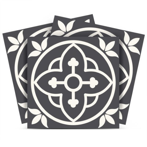 Homeroots 12" Transform Your Space With Tulipa Gray And White Peel And Stick Removable Tile Stickers Now! 12" X 12" Vinyl 555892