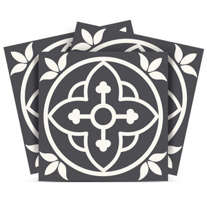 Homeroots 12" Transform Your Space With Tulipa Gray And White Peel And Stick Removable Tile Stickers Now! 12" X 12" Vinyl 555892