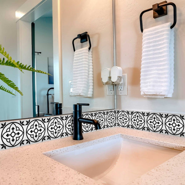 Homeroots 12" Transform Your Space With Tulipa Gray And White Peel And Stick Removable Tile Stickers Now! 12" X 12" Vinyl 555893