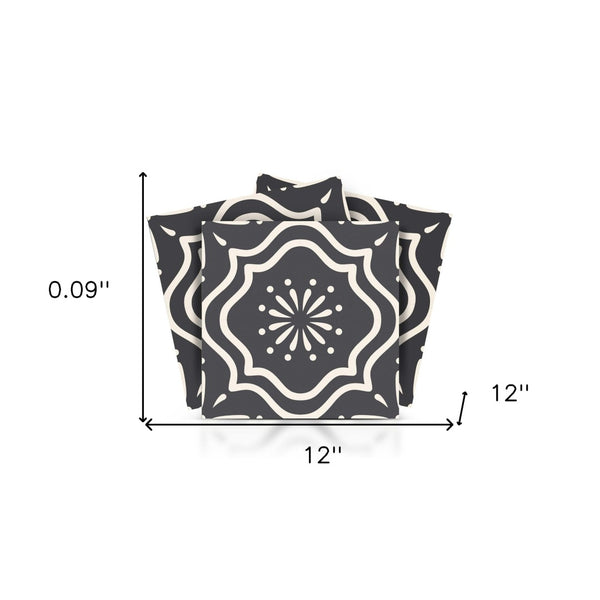 Homeroots 12" Burst Gray And White Peel And Stick Removable Tile Stickers For Effortless Home Makeover  Vinyl 555894