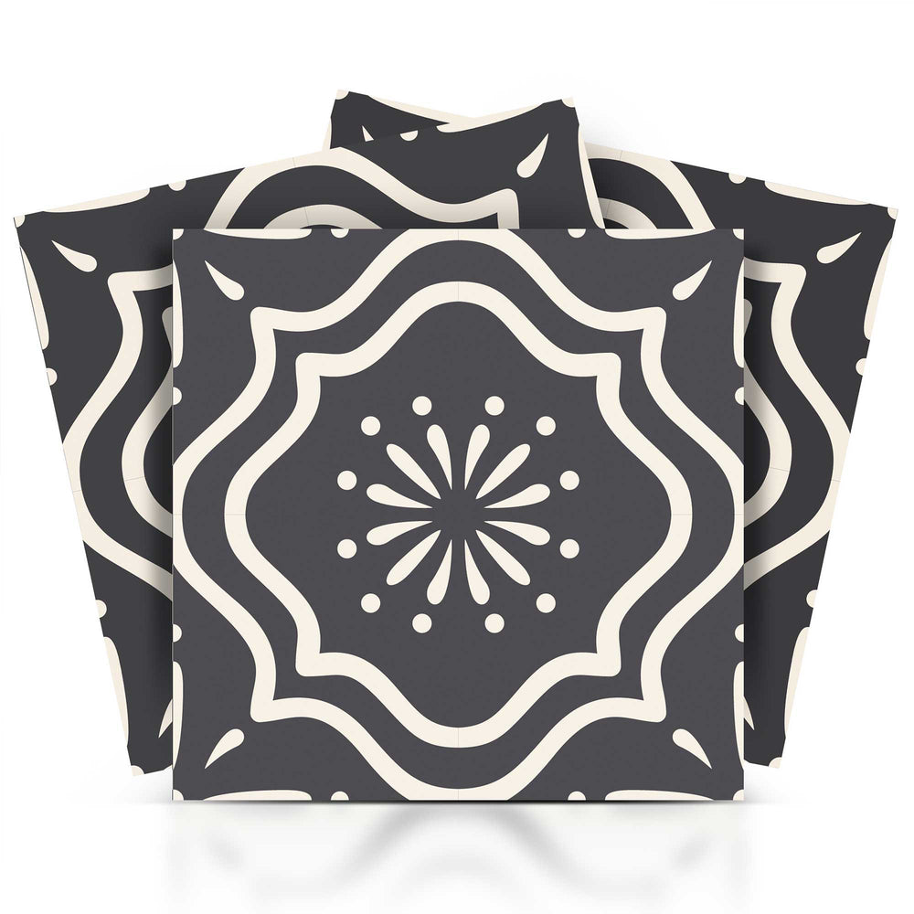 Homeroots 12" Burst Gray And White Peel And Stick Removable Tile Stickers For Effortless Home Makeover  Vinyl 555894