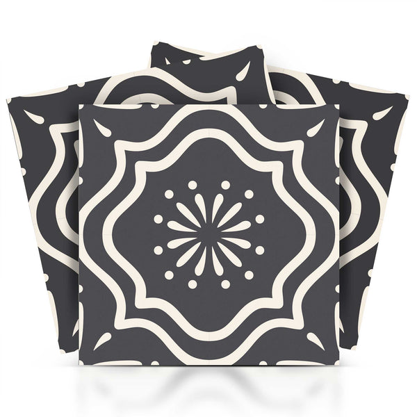 Homeroots 12" Burst Gray And White Peel And Stick Removable Tile Stickers For Effortless Home Makeover  Vinyl 555894