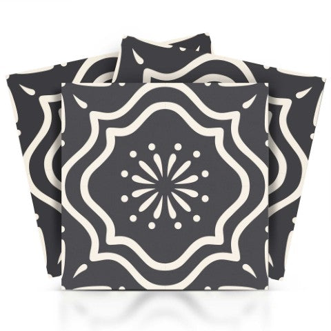 Homeroots 12" Burst Gray And White Peel And Stick Removable Tile Stickers For Effortless Home Makeover  Vinyl 555894