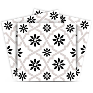 Homeroots 12" Black And White Lil Daisy Peel And Stick Removable Tiles – Versatile Decor For Every Room! 12" X 12" Vinyl 555895