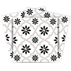 Homeroots 12" Black And White Lil Daisy Peel And Stick Removable Tiles – Versatile Decor For Every Room! 12" X 12" Vinyl 555895