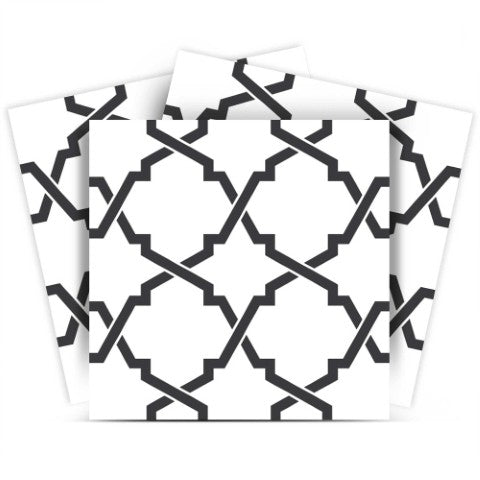 Homeroots 12" Black And White Prism Peel And Stick Tiles - Easy, Removable Décor For Any Stylish Space! 12" X 12" Vinyl 555896