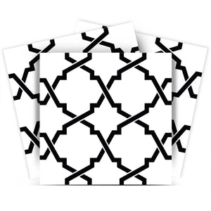Homeroots 12" Black And White Quatrefoil Peel And Stick Tile Stickers For Diy Home Decor - 24 Pack Design Fun 12" X 12" Vinyl 555898