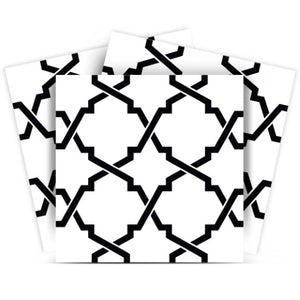 Homeroots 12" Black And White Quatrefoil Peel And Stick Tile Stickers For Diy Home Decor - 24 Pack Design Fun 12" X 12" Vinyl 555898