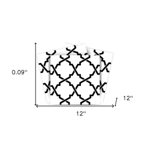 Homeroots 12" Black And White Quatrefoil Peel And Stick Tile Stickers For Diy Home Decor - 24 Pack Design Fun 12" X 12" Vinyl 555898