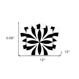 Homeroots 12" Black And White Colla Peel And Stick Removable Tiles - Stylish, Easy, And Versatile Home Décor Solution 12" X 12" Vinyl 555899