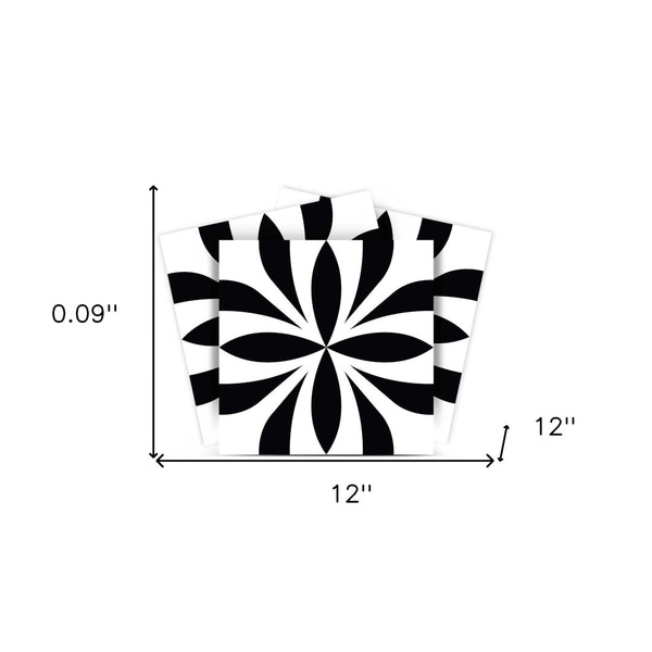 Homeroots 12" Black And White Colla Peel And Stick Removable Tiles - Stylish, Easy, And Versatile Home Décor Solution 12" X 12" Vinyl 555899
