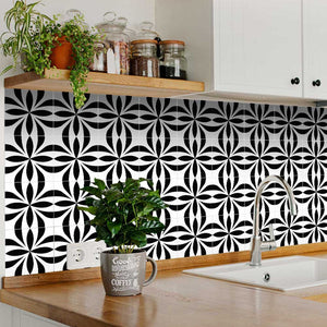 Homeroots 12" Black And White Colla Peel And Stick Removable Tiles - Stylish, Easy, And Versatile Home Décor Solution 12" X 12" Vinyl 555899