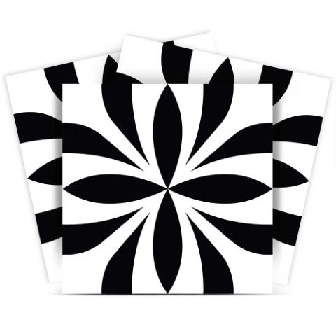 Homeroots 12" Black And White Colla Peel And Stick Removable Tiles - Stylish, Easy, And Versatile Home Décor Solution 12" X 12" Vinyl 555899