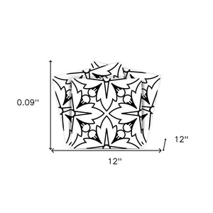 Homeroots 12" White And Black Cross Peel And Stick Tiles - Versatile Removable Décor For Easy Home Makeovers 12" X 12" Vinyl 555900