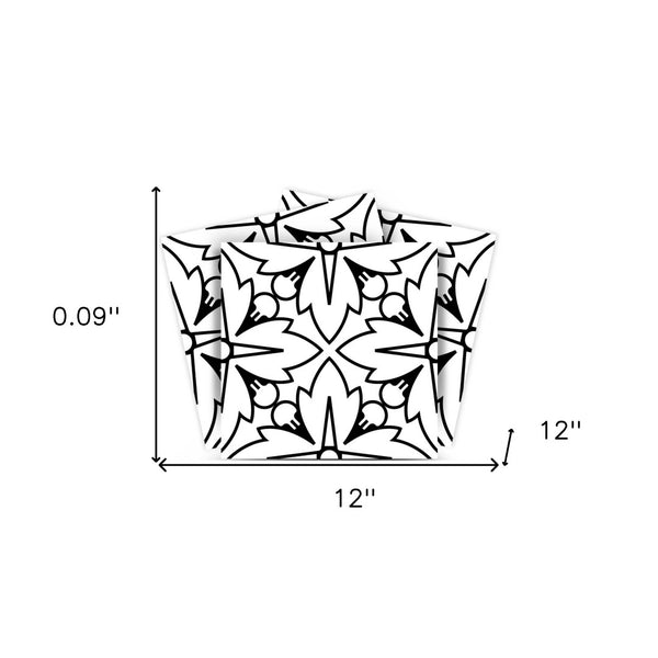 Homeroots 12" White And Black Cross Peel And Stick Tiles - Versatile Removable Décor For Easy Home Makeovers 12" X 12" Vinyl 555900