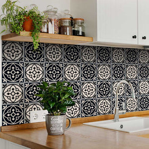 Homeroots 12" Black And White Rory Peel And Stick Tiles - Versatile, Easy-to-apply Decor For Any Room! 12" X 12" Vinyl 555901