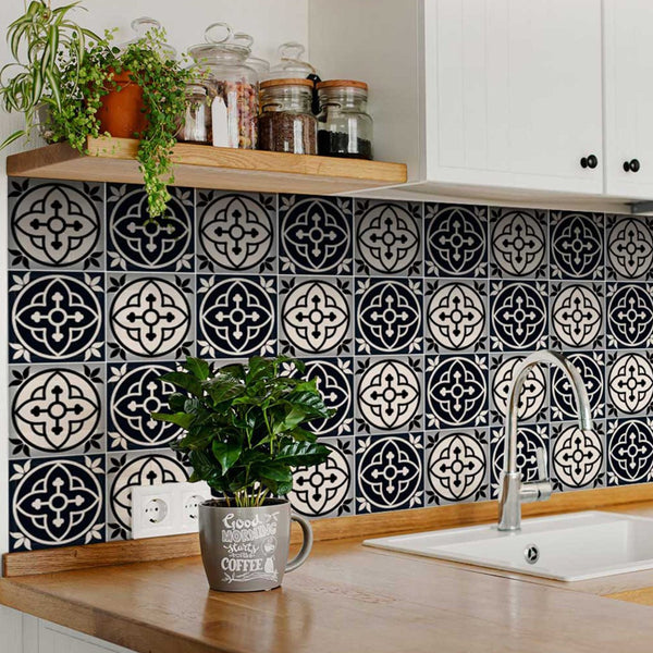 Homeroots 12" Black And White Rory Peel And Stick Tiles - Versatile, Easy-to-apply Decor For Any Room! 12" X 12" Vinyl 555901
