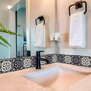 Homeroots 12" Black And White Rory Peel And Stick Tiles - Versatile, Easy-to-apply Decor For Any Room! 12" X 12" Vinyl 555901