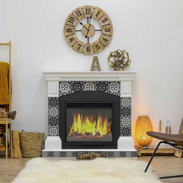 Homeroots 12" Black And White Rory Peel And Stick Tiles - Versatile, Easy-to-apply Decor For Any Room! 12" X 12" Vinyl 555901