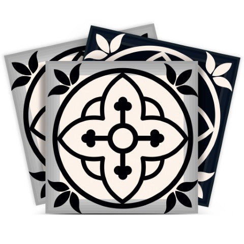 Homeroots 12" Black And White Rory Peel And Stick Tiles - Versatile, Easy-to-apply Decor For Any Room! 12" X 12" Vinyl 555901