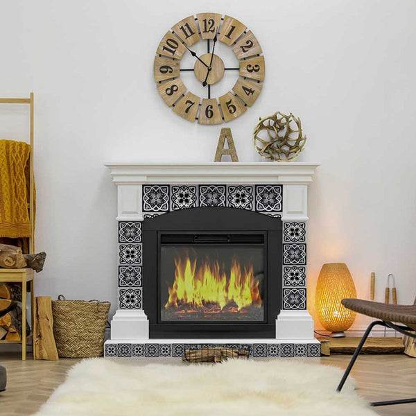 Homeroots 12" Black White And Gray Baz Peel And Stick Tiles – Versatile, Removable Decor For Any Space! 12" X 12" Vinyl 555902