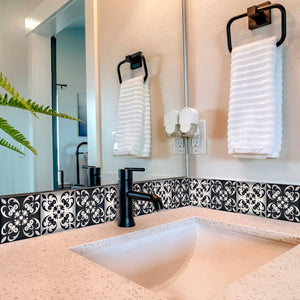 Homeroots 12" Black And White Quatro Peel And Stick Tiles – Versatile, Removable Decor For Any Room Makeover! 12" X 12" Vinyl 555903