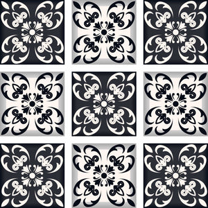Homeroots 12" Black And White Quatro Peel And Stick Tiles – Versatile, Removable Decor For Any Room Makeover! 12" X 12" Vinyl 555903