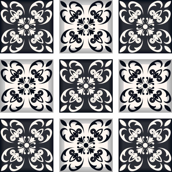 Homeroots 12" Black And White Quatro Peel And Stick Tiles – Versatile, Removable Decor For Any Room Makeover! 12" X 12" Vinyl 555903