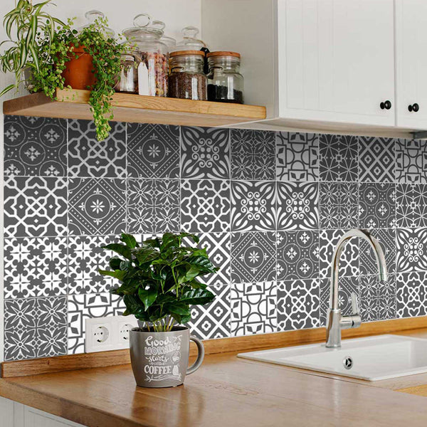 Homeroots 12" Gray And White Mosaic Peel And Stick Tile Stickers For Stylish Home Makeovers & Easy Decor 12" X 12" Vinyl 555905