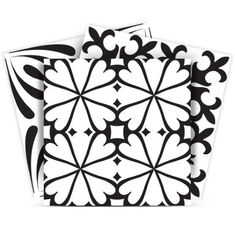 Homeroots 12" Black And White Mash Peel And Stick Tiles - Stylish, Removable Décor For Easy Room Makeovers 12" X 12" Vinyl 555906