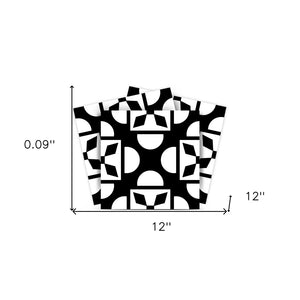 Homeroots 12" Black And White Coli Peel And Stick Tiles - Versatile Decorative Stickers For Home Makeover 12" X 12" Vinyl 555907