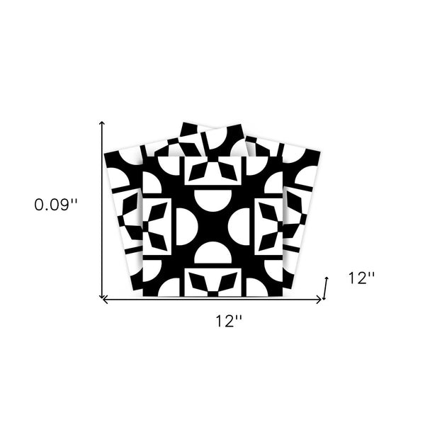 Homeroots 12" Black And White Coli Peel And Stick Tiles - Versatile Decorative Stickers For Home Makeover 12" X 12" Vinyl 555907