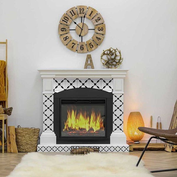 Homeroots 12" X 12" Black And White Tri Peel And Stick Tiles – Effortless Home Makeover With Stylish Designs! 12" X 12" Vinyl 555908