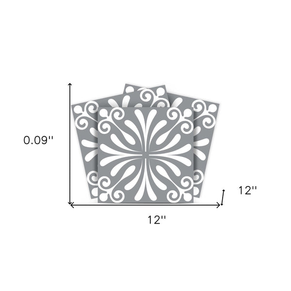 Homeroots 12" Gray And White Spire Peel And Stick Tiles - Easy Removable Decor For Stylish Home Makeovers! 12" X 12" Vinyl 555909