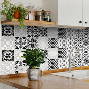 Homeroots 12" Black, White & Gray Bella Peel And Stick Tiles - Easy Diy Decor For Any Room Makeover! 12" X 12" Vinyl 555910