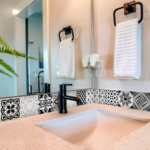 Homeroots 12" Black, White & Gray Bella Peel And Stick Tiles - Easy Diy Decor For Any Room Makeover! 12" X 12" Vinyl 555910