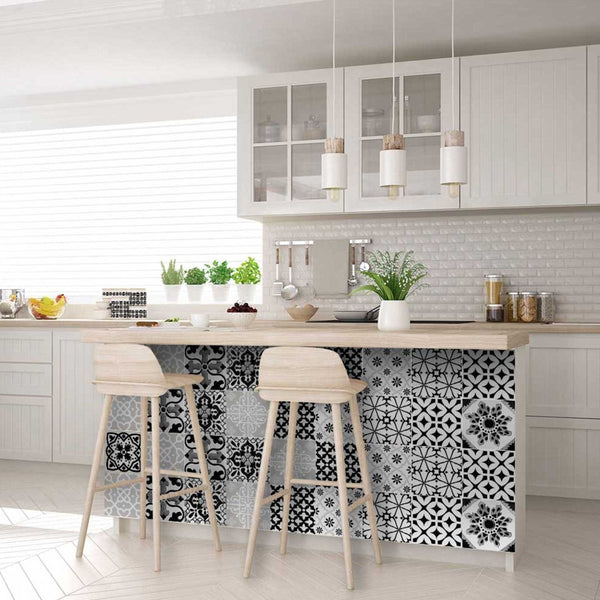 Homeroots 12" Black, White & Gray Bella Peel And Stick Tiles - Easy Diy Decor For Any Room Makeover! 12" X 12" Vinyl 555910