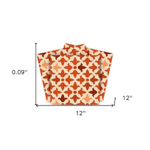 Homeroots 12" X 12" Terra Cotta Tango Peel And Stick Tiles - Vibrant, Removable Decor For Effortless Home Makeover 12" X 12" Vinyl 555912