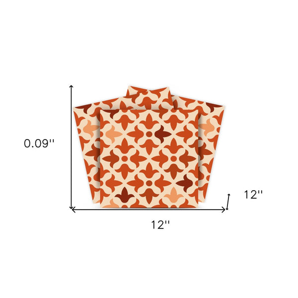 Homeroots 12" X 12" Terra Cotta Tango Peel And Stick Tiles - Vibrant, Removable Decor For Effortless Home Makeover 12" X 12" Vinyl 555912