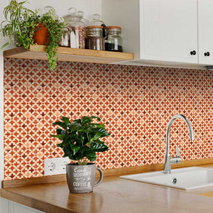 Homeroots 12" X 12" Terra Cotta Tango Peel And Stick Tiles - Vibrant, Removable Decor For Effortless Home Makeover 12" X 12" Vinyl 555912
