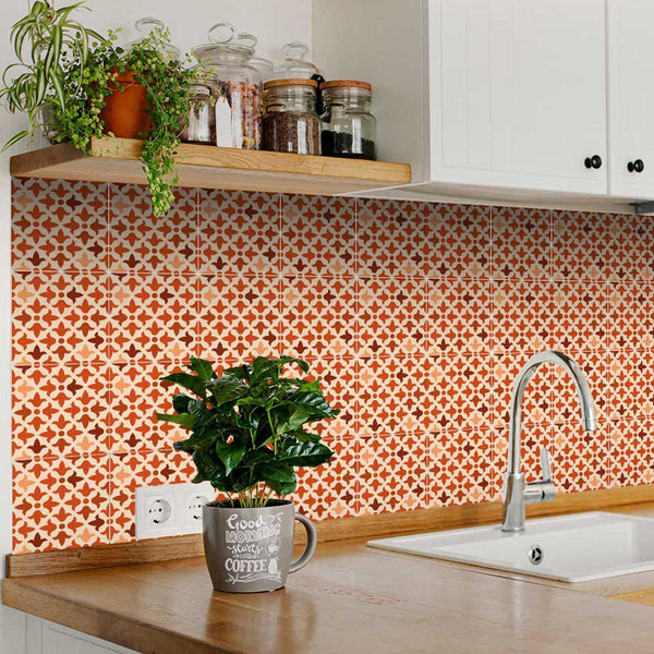 Homeroots 12" X 12" Terra Cotta Tango Peel And Stick Tiles - Vibrant, Removable Decor For Effortless Home Makeover 12" X 12" Vinyl 555912