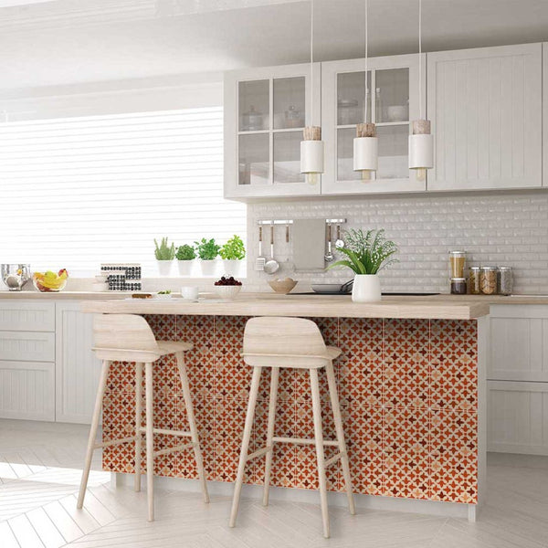 Homeroots 12" X 12" Terra Cotta Tango Peel And Stick Tiles - Vibrant, Removable Decor For Effortless Home Makeover 12" X 12" Vinyl 555912