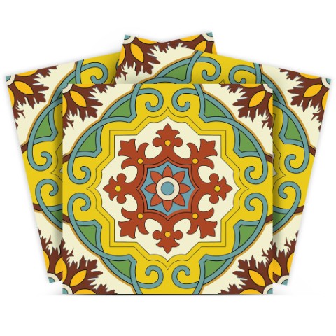 Homeroots 12" Fortuna Peel And Stick Removable Tiles - Vibrant, Colorful Decor For Easy Home Makeovers! 12" X 12" Vinyl 555913