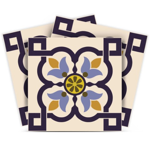 Homeroots 12" Azul Flora Peel And Stick Tiles – Vibrant Blue & Yellow Décor For Effortless Room Makeover! 12" X 12" Vinyl 555914