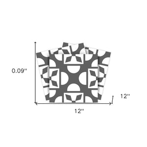 Homeroots 12" Stylish Dark Gray & White Peel And Stick Tile Stickers – Perfect For Fun Home Makeovers! 12" X 12" Vinyl 555915