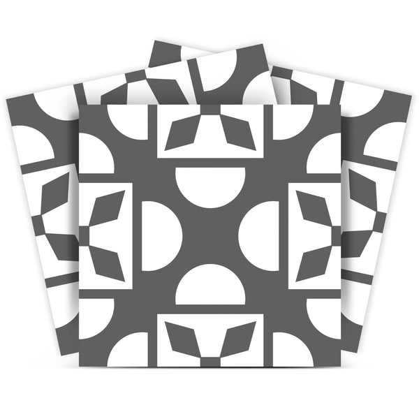 Homeroots 12" Stylish Dark Gray & White Peel And Stick Tile Stickers – Perfect For Fun Home Makeovers! 12" X 12" Vinyl 555915