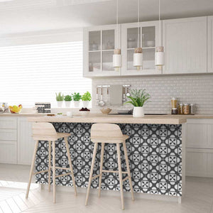 Homeroots 12" Stylish Dark Gray & White Peel And Stick Tile Stickers – Perfect For Fun Home Makeovers! 12" X 12" Vinyl 555915