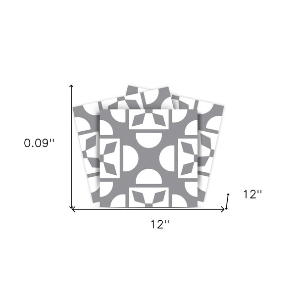 Homeroots 12" Light Gray And White Coli Peel And Stick Tiles - Transform Your Space With Easy Diy Decor! 12" X 12" Vinyl 555916